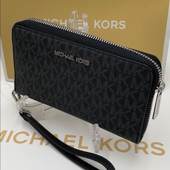 Michael Kors Jet Set Travel Phone Wallet Wristlet Black signature - Picture 4 of 16